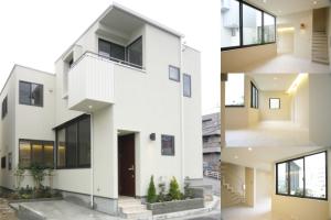 １階ＬＤＫが表庭を囲むＬ字型２階建住宅