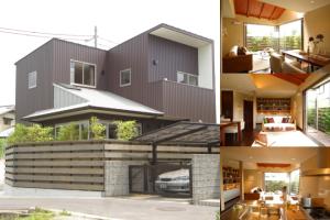裏にＬ字型庭のあるリゾート型２階建住宅